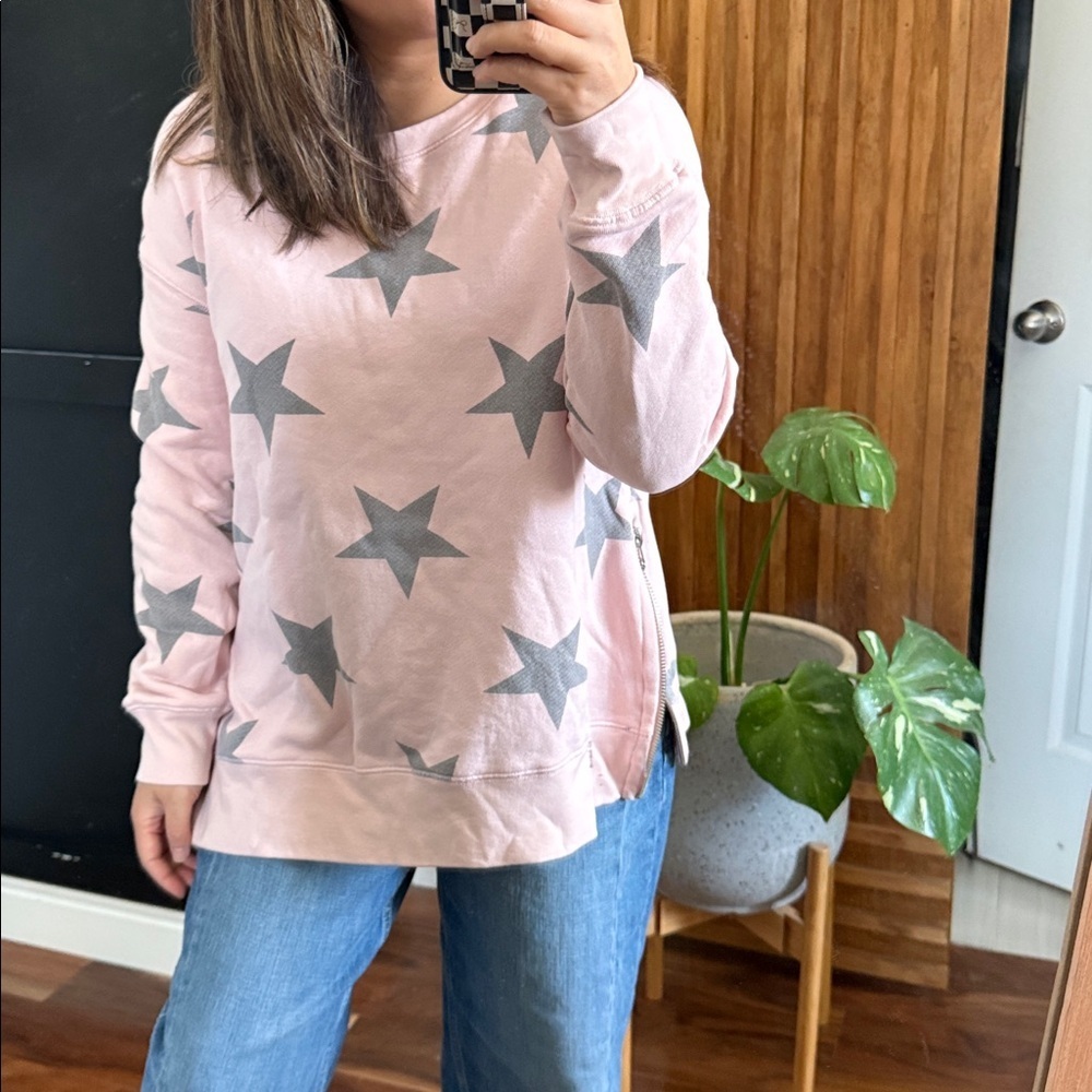SUNDRY Side Zip Star 100% cotton  Sweatshirt. Size 1/ S/M